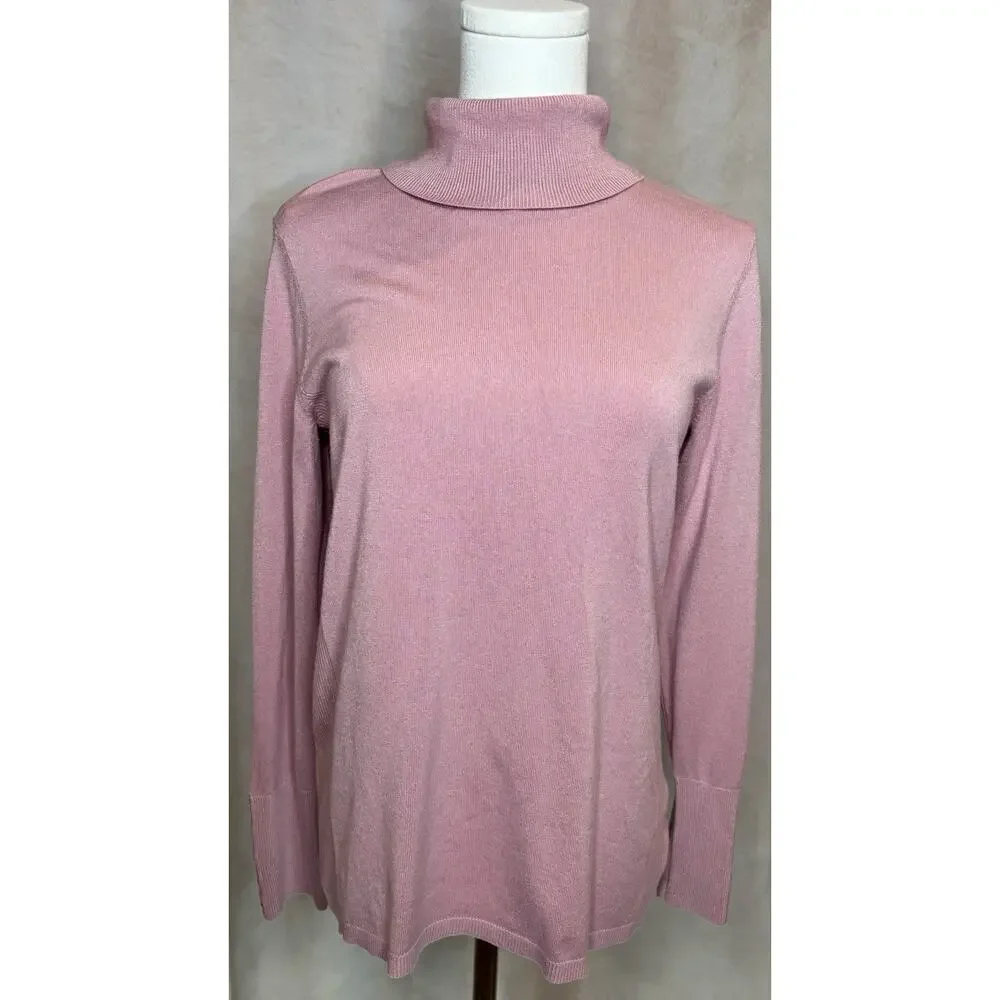 Mauve Knit Mock Neck Stud Cuff JM Collections Sweater Women’s S
